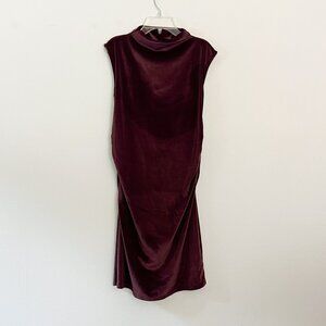 a new day // burgundy red purple ruched velvet dress NWTM